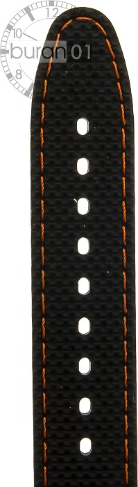   Uhrenarmband Reifen Butterfly-Schließe - Silikon - schwarz mit oranger Naht 