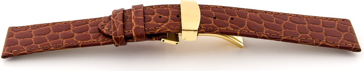   Uhrenarmband Arizona Kippfaltschließe - Leder, geprägt - braun 