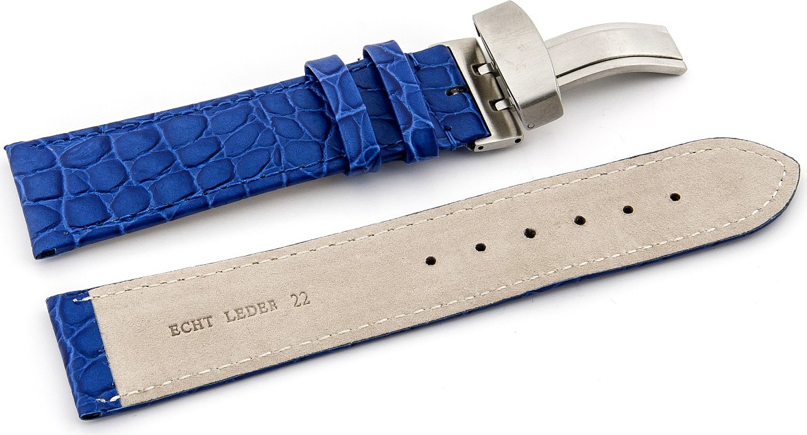   Uhrenarmband Arizona Kippfaltschließe - Leder, geprägt - blau 