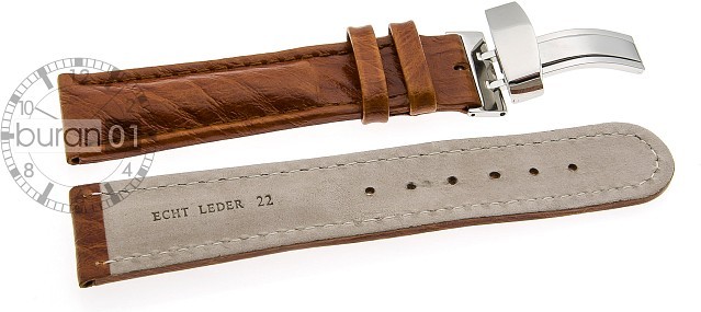   Uhrenarmband Bark Kippfaltschließe - Leder, geprägt - braun 