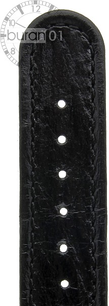   Uhrenarmband Bark Kippfaltschließe - Leder, geprägt - schwarz 