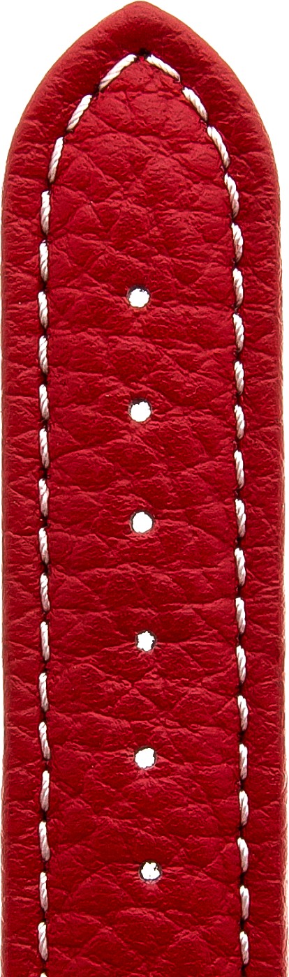   Uhrenarmband Eptide Kippfaltschließe - Leder, genarbt - rot mit weißer Naht 