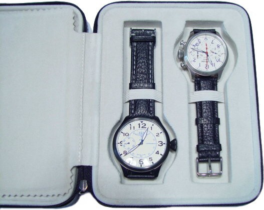   Uhrenkoffer aus echt Leder für 4 Uhren schwarz 