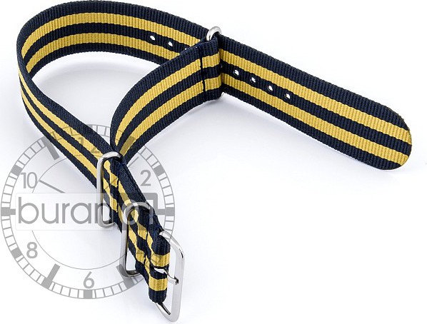  Uhrenarmband - Dorn - Nylon Militär gelb-dunkelblau 