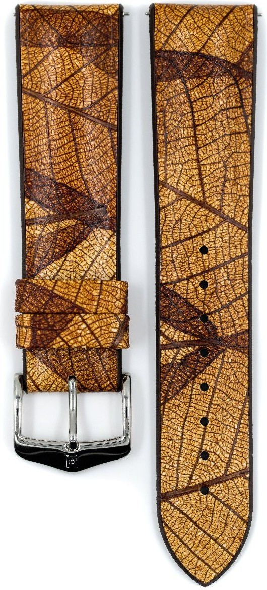  Uhrenarmband Hirsch Leaf Dornschließe -  - braun ohne Naht 