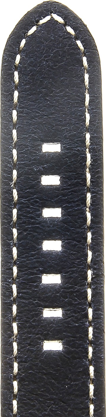  Uhrenarmband HWO Fettnubuck Dornschließe - Leder, extra stark - dunkelblau mit weißer Naht 