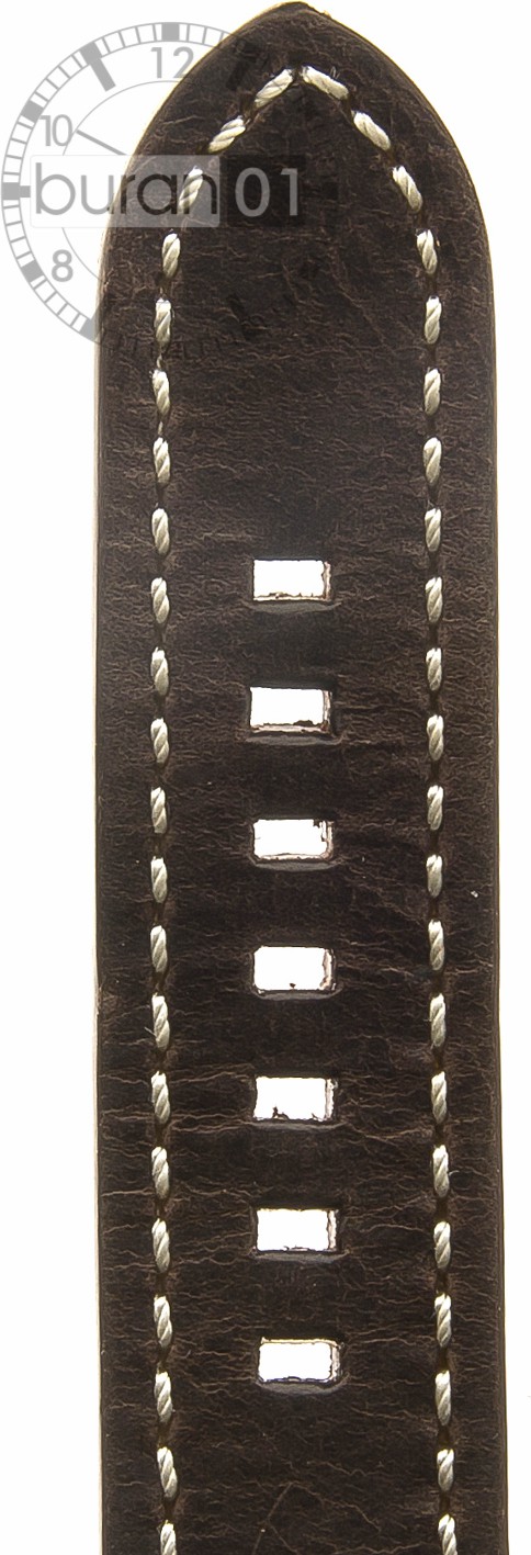   Uhrenarmband BD Rustika Vintage Dornschließe - Leder, extra stark - dunkelbraun mit weißer Naht 