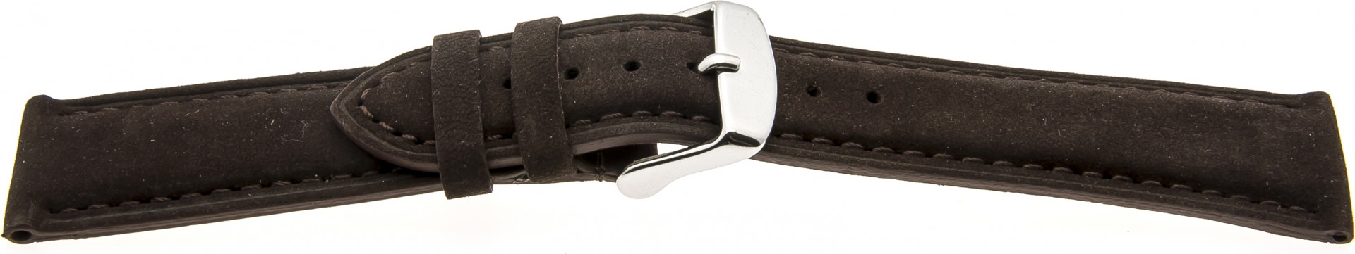   Uhrenarmband Tennessee Dornschließe - Leder, genarbt - schwarz mit dunkelbrauner Naht 
