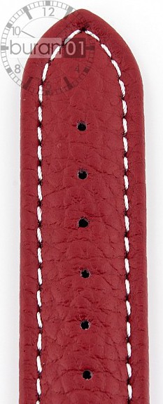   Uhrenarmband Eptide Dornschließe - Leder, genarbt - rot mit weißer Naht 