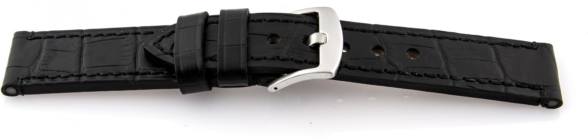   Uhrenarmband Grand Paner Dornschließe - Leder, extra stark, Leder, geprägt - schwarz 