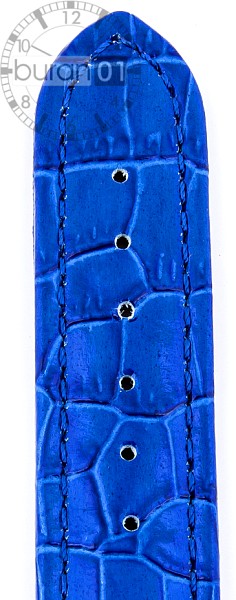   Uhrenarmband Kroko Look Dornschließe - Leder, geprägt - blau 