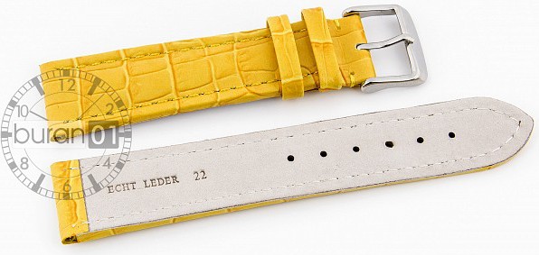   Uhrenarmband Kroko Look Dornschließe - Leder, geprägt - gelb 