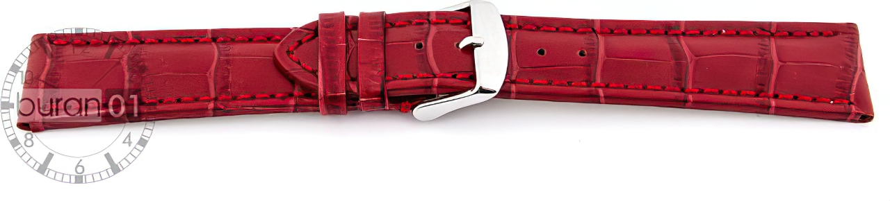   Uhrenarmband Kroko-Look Dornschließe - Leder, geprägt - rot 