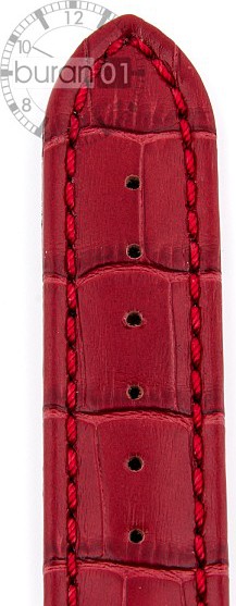   Uhrenarmband Kroko-Look Dornschließe - Leder, geprägt - rot 