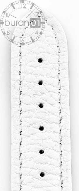   Uhrenarmband Eptide Dornschließe - Leder, genarbt, XXL-Größen - weiß mit weißer Naht 