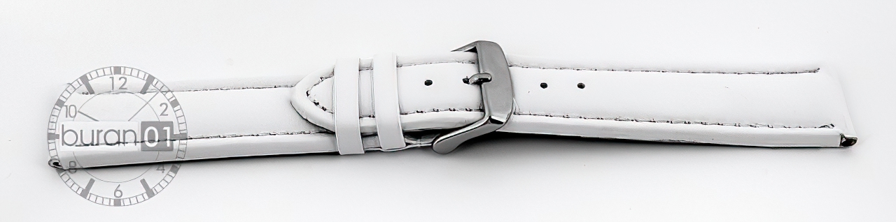   Uhrenarmband Basel Dornschließe - Leder, glatt, XXL-Größen - weiß mit weißer Naht 