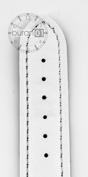   Uhrenarmband Basel Dornschließe - Leder, glatt, XXL-Größen - weiß mit weißer Naht 