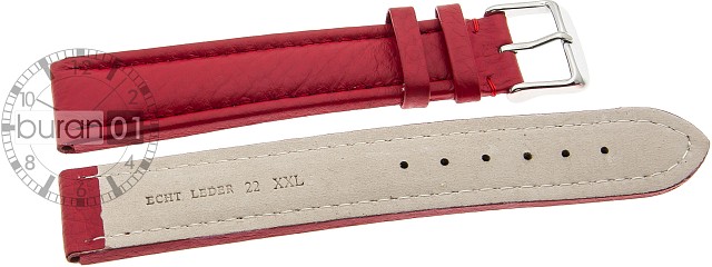   Uhrenarmband Eptide Dornschließe - Leder, genarbt, XXL-Größen - rot 