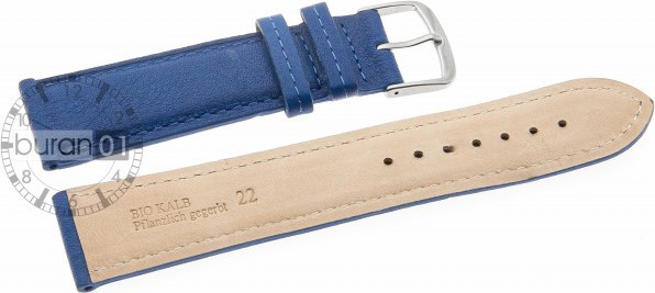   Uhrenarmband Dornschließe - Leder, glatt, Bio-Kalbsleder - blau 