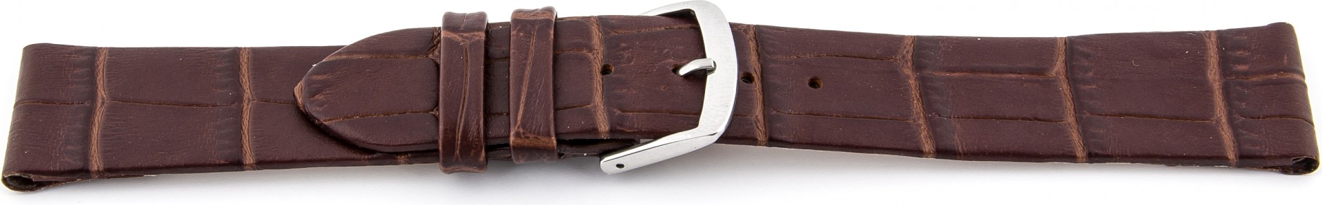   Uhrenarmband Kroko-Look Dornschließe - für feste Stege, Leder, geprägt - dunkelbraun ohne Naht 