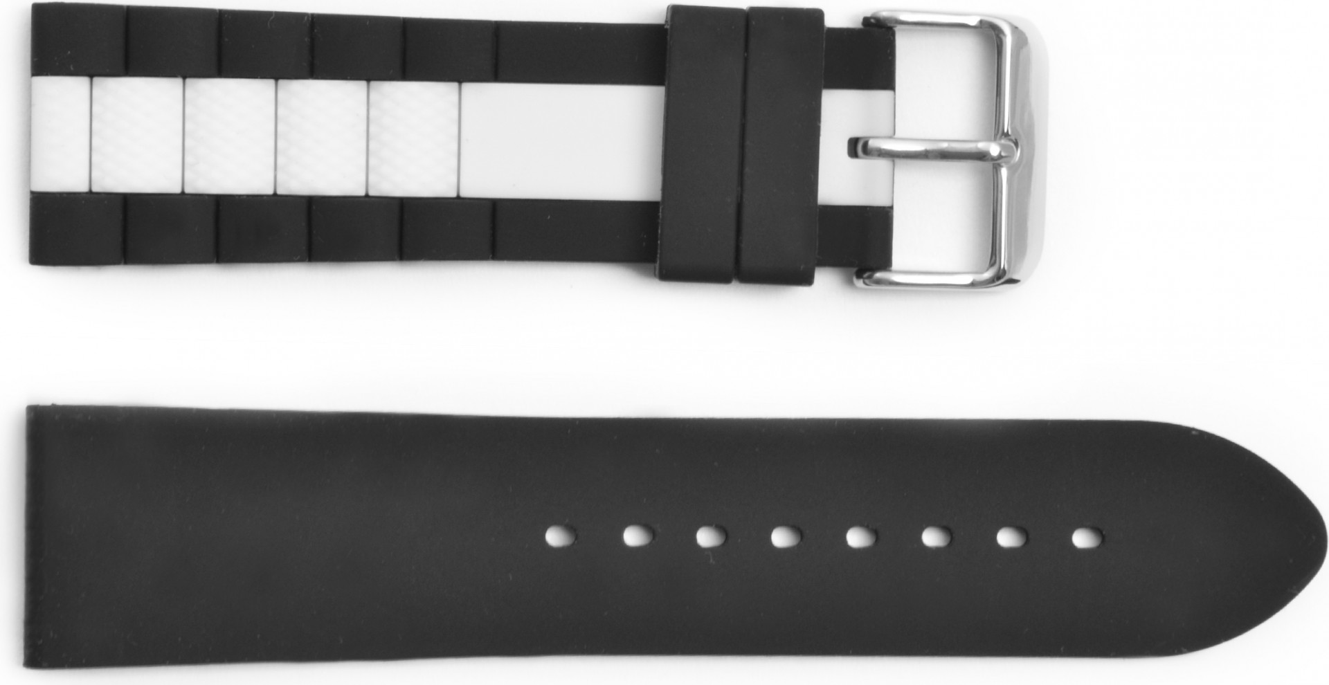   Uhrenarmband Explorer Dornschließe - Silikon - schwarz/weiß ohne Naht 