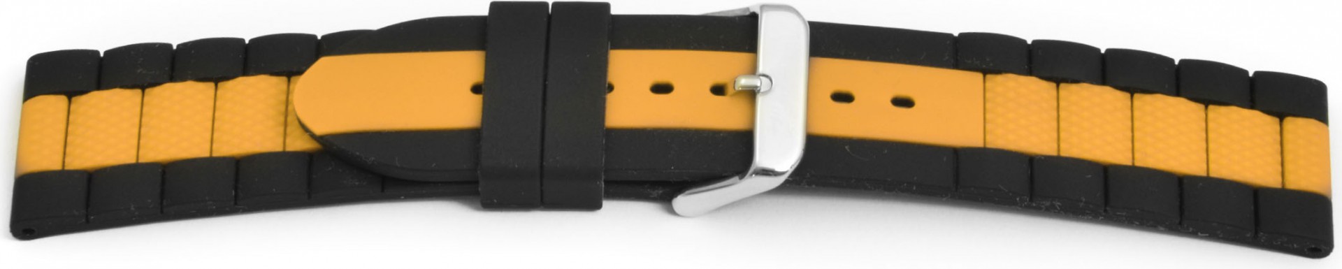   Uhrenarmband Explorer Dornschließe - Silikon - schwarz/gelb ohne Naht 