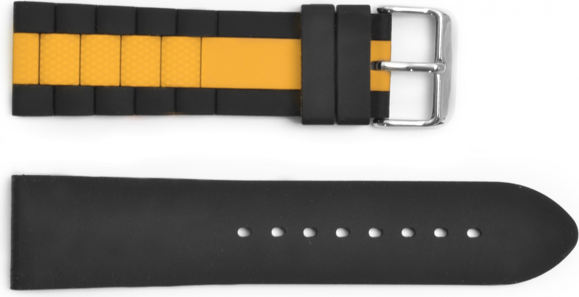   Uhrenarmband Explorer Dornschließe - Silikon - schwarz/gelb ohne Naht 
