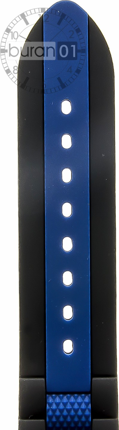   Uhrenarmband Explorer Dornschließe - Silikon - schwarz/blau ohne Naht 
