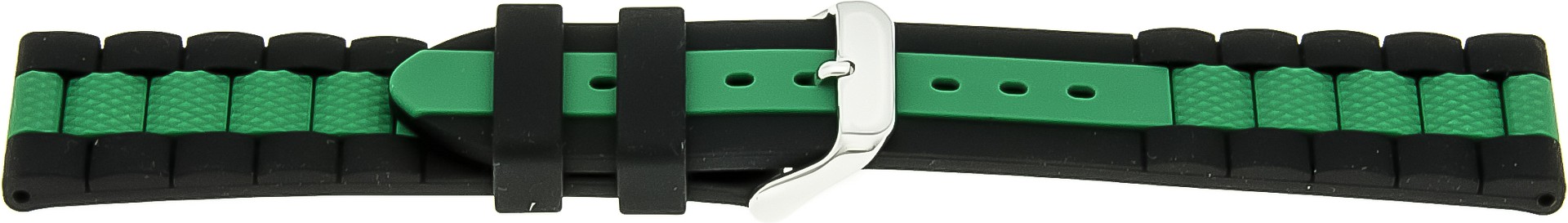   Uhrenarmband Explorer Dornschließe - Silikon - schwarz/grün ohne Naht 