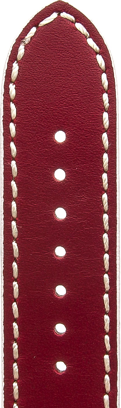   Uhrenarmband Porto Dornschließe - Leder, glatt - rot mit weißer Naht 