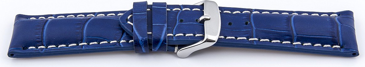   Uhrenarmband Kroko Look 17J Dornschließe - Leder, geprägt, XS-Größen - blau 