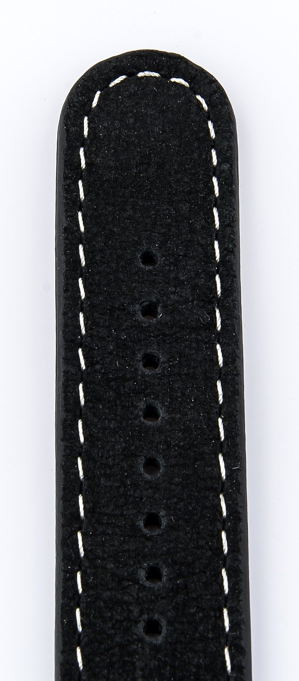   Uhrenarmband Büffel Dornschließe - Echt Büffel, XS-Größen - schwarz mit weißer Naht 