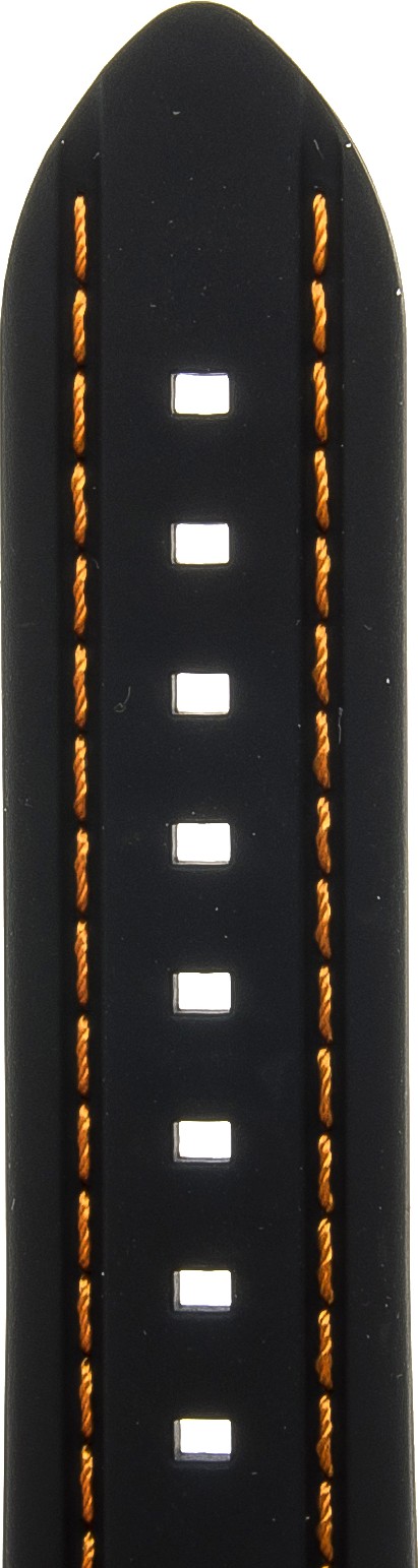   Uhrenarmband Paner Dornschließe - Silikon - schwarz mit oranger Naht 