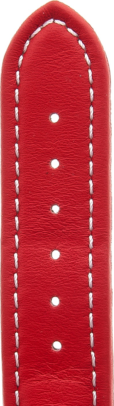   Uhrenarmband Faltschließe - Leder, glatt - rot mit weißer Naht 