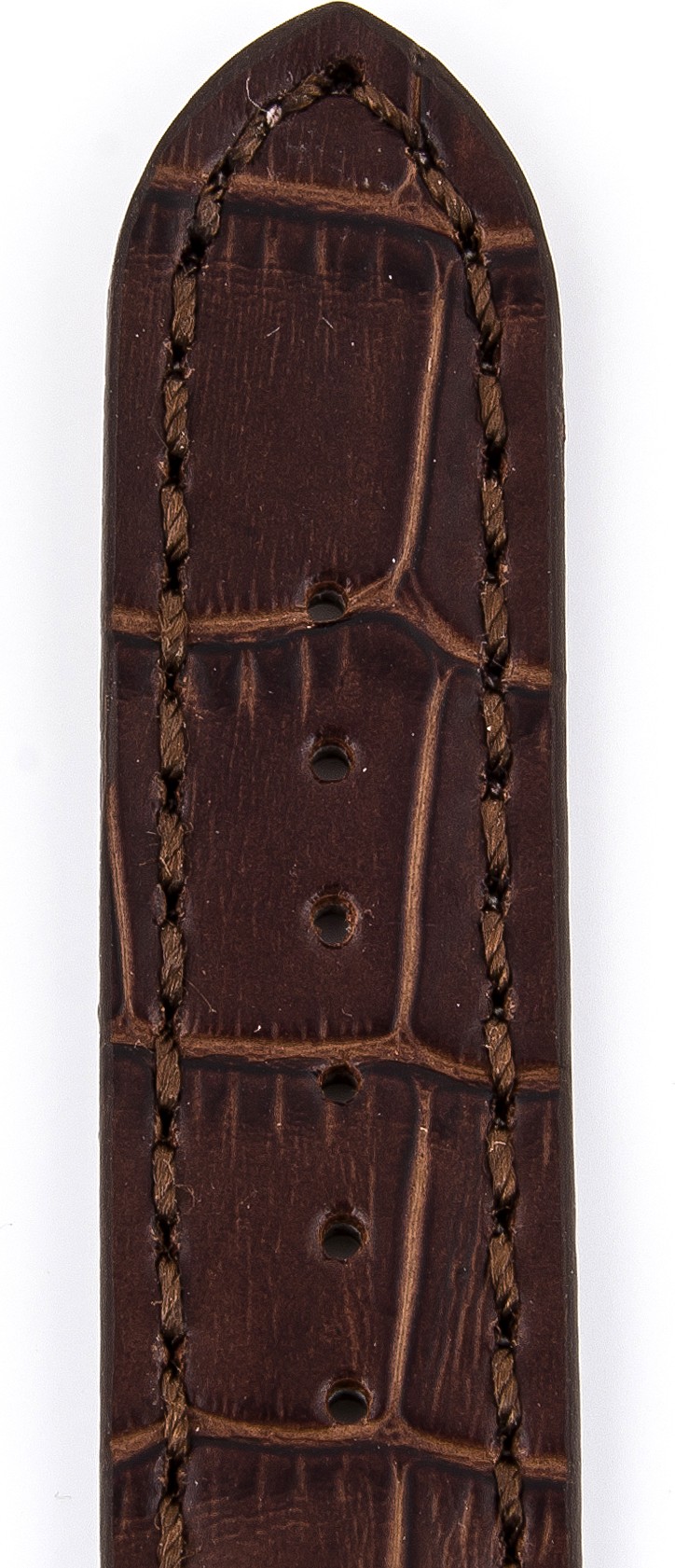   Uhrenarmband Kroko-Look 17J Faltschließe - Leder, geprägt - dunkelbraun mit brauner Naht 
