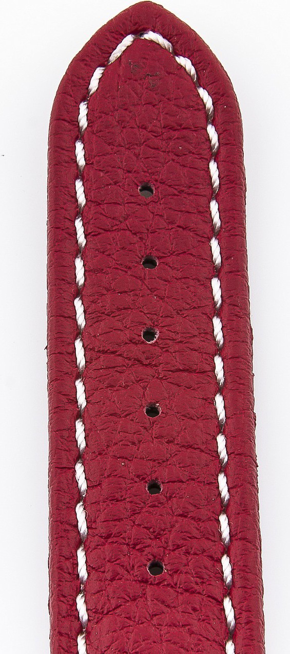   Uhrenarmband Eptide Faltschließe - Leder, genarbt - rot mit weißer Naht 