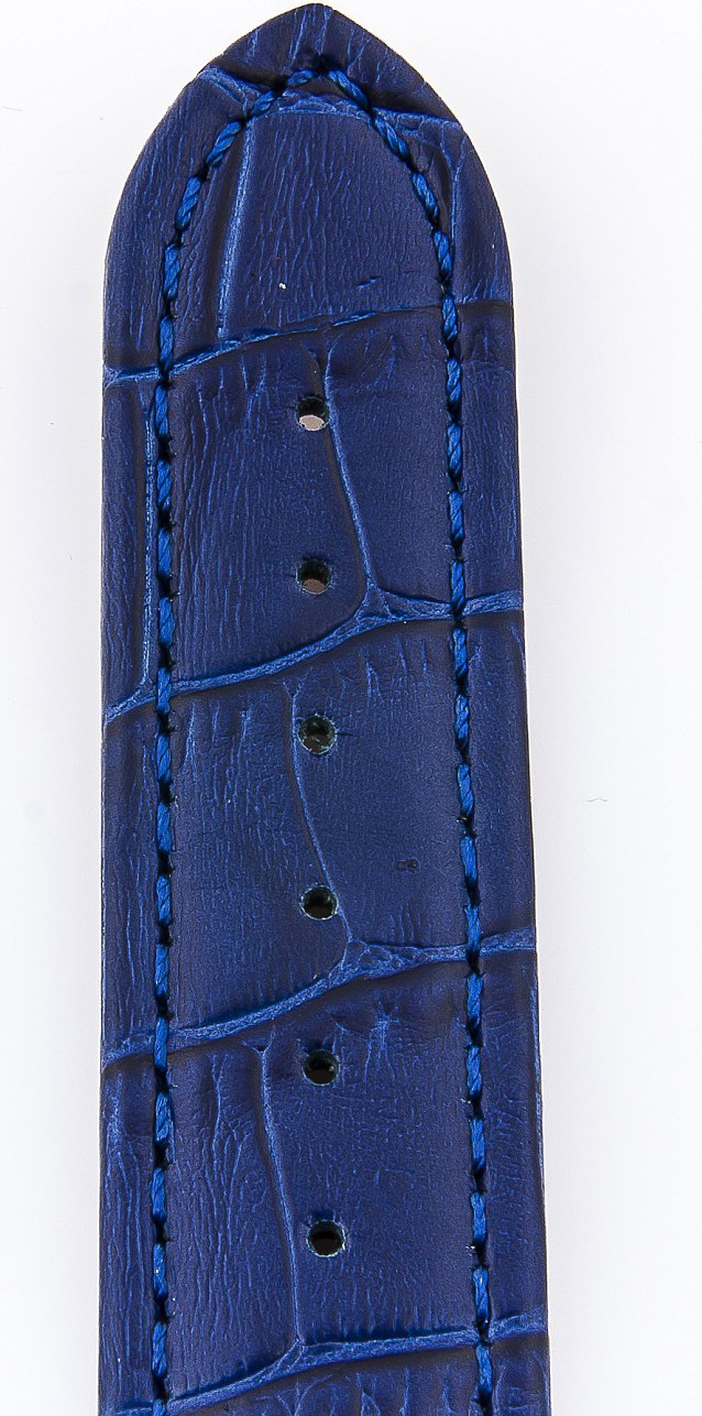   Uhrenarmband Kroko-Look Faltschließe - Leder, geprägt - blau 