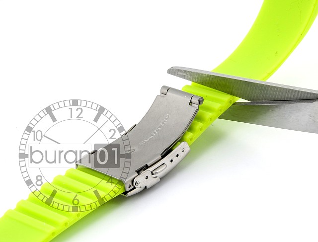   Uhrenarmband Streifen Faltschließe - Silikon - grün ohne Naht 