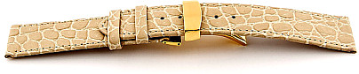  Uhrenarmband Leder, geprägt beige mit Kippfaltschließe 