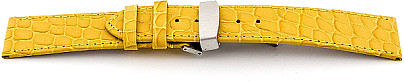   Uhrenarmband Leder, geprägt gelb mit Kippfaltschließe 