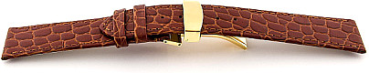   Uhrenarmband Leder, geprägt braun mit Kippfaltschließe 