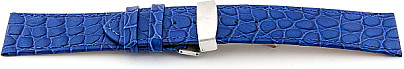   Uhrenarmband Leder, geprägt blau mit Kippfaltschließe 