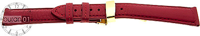   Uhrenarmband Leder, glatt rot mit Kippfaltschließe 