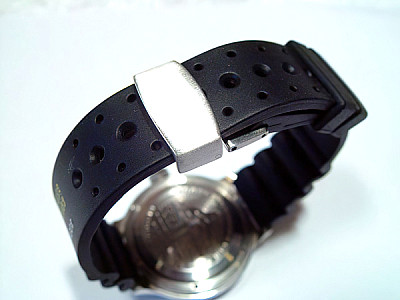   Uhrenarmband Silikon schwarz mit Kippfaltschließe, ohne Naht 