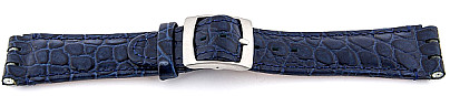   Uhrenarmband Kroko-Look Dornschließe - Leder, geprägt - blau 