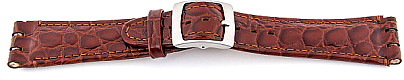   Uhrenarmband Kroko-Look Dornschließe - Leder, geprägt - braun 