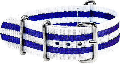  Nylon Uhrenarmband Militär dunkelblau-weiß Streifen 