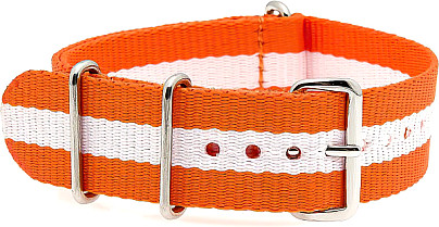  Nylon Uhrenarmband Militär orange-weiß Streifen 