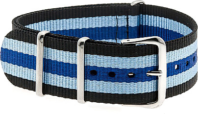  Nylon Uhrenarmband Militär dunkelblau-blau-schwarz Streifen 