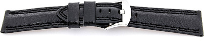   Uhrenarmband Leder, extra stark schwarz mit Dornschließe 